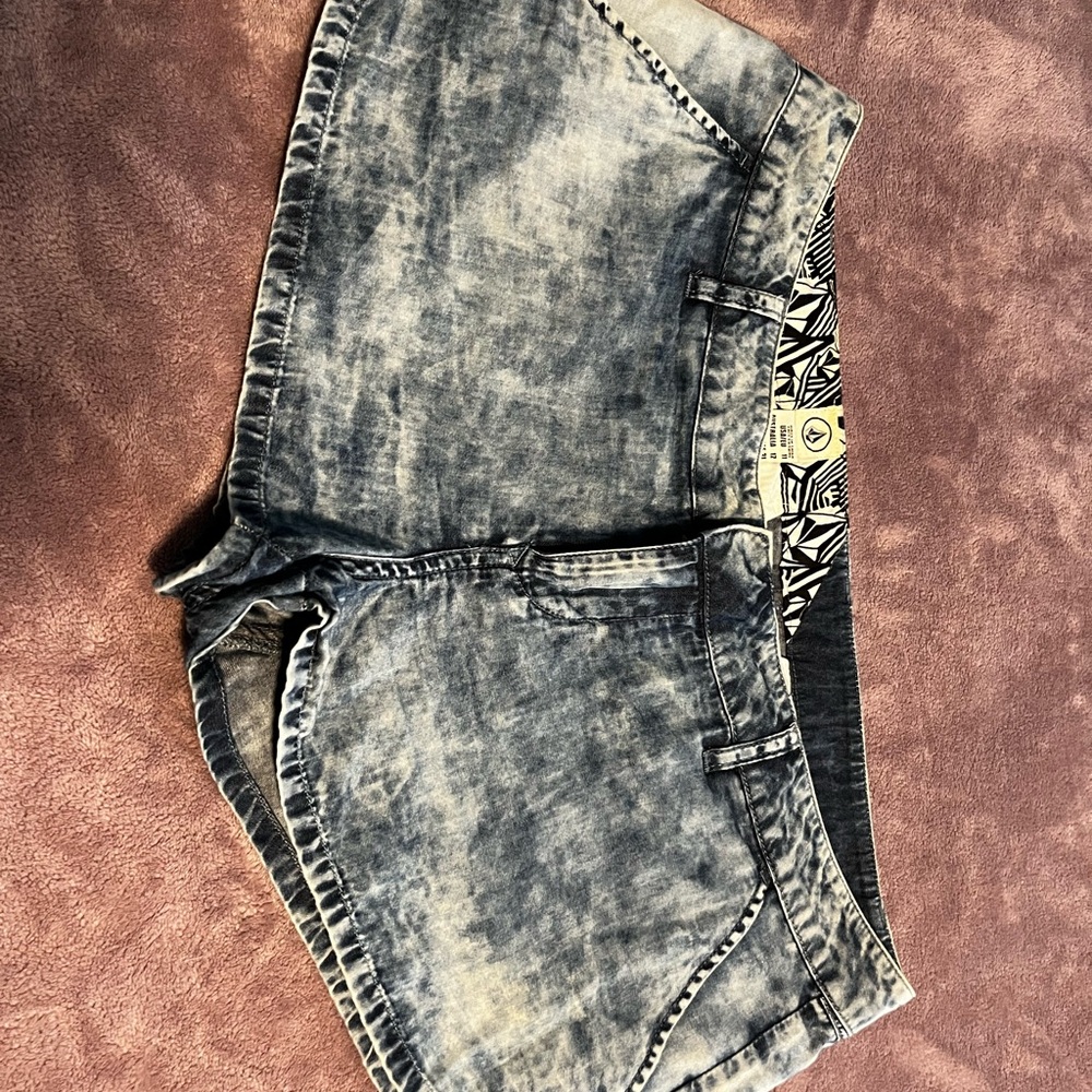 Volcom Blue Acid Wash Denim like Shorts